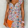 Floral Smocked Back Mini Dress With Ruffle Details