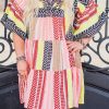 Multicolor Plus Size Tribal Stripe Print Tiered Swing Dress