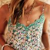 Green Embroidered Boho Floral Camisole