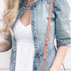 Sky Blue Half Sleeves Peplum Denim Jacket