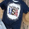 God Bless The USA Bleached Short Sleeve T Shirt For Women