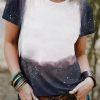 Unique Tie-Dye Bleached Print Lightweight Top For Women