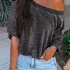 Dark Gray Drop Shoulder Sleeve Oversize Bodysuit