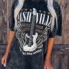 Black Mineral Wash NASHVILLE Vintage Graphic T Shirt