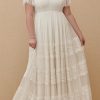 White Plus Size Lace A-line Boho Wedding Dress