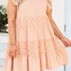 Orange Broderie Anglaise Patchwork Tiered Curvy Dress