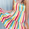 Rainbow Striped Sleeveless Mini Dress For Women