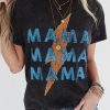 Bold Thunder MAMA Letter Print Vintage Graphic Tee