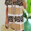 Yellow Leopard Color Block V-Neck T-shirt Dress