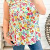 Multicolor Plus Size Floral Print Ruffle Tiered Tunic Top