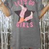 Gray Lets Go Girls Western Graphic Tee