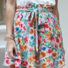 Green Floral Print Waist Tie Mini Skirt