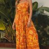 Orange Floral Wide Leg Sleeveless Jumpsuit