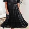 Black Plus Size Smocked Off Shoulder Frill Tiered Maxi Dress