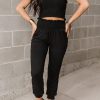 Black Smocked Tube Top And High Waist Pants Set