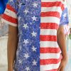 Stripe American Flag Print Distressed Crew Neck T Shirt