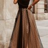 Black Polka Dot Mesh Overlay Sleeveless Maxi Dress