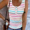 Stripe Button U Neck Tank Top