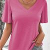 Pink Bell Sleeve V-Neck Top