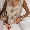 Knitted Sleeveless Top For Women - Elegant Solid Color Tank Top For Summer