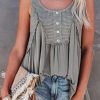 Gray Thermal Knit Panel Babydoll Tank Top