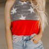 Multicolor American Flag Color Block Sleeveless Top