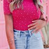 Rose Rhinestone Allover Round Neck Short Sleeve Bodysuit