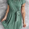 High Waist Lace Up Mini Dress - Green