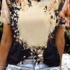 Black Blank Apparel- Bleached Dyed Print O-neck Graphic T Shirt