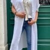 White Button Up Collared Short Sleeve Kimono