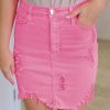 Rose Distressed Denim Mini Skirt