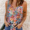 Multicolor Spaghetti Straps Knot Front Floral Tank Top