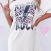 White ROCK AND ROLL Leopard Lip Lightning Oversized Graphic Tee