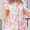 Rose Plus Size Floral Print Short Dress