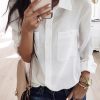 White Solid Color Textured Long Sleeve Shirt