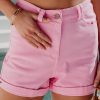 Pink Ashlee High Waisted Denim Shorts