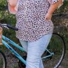 Chic And Feminine Pink Plus Size Leopard Top With Ruffled Raglan Sleeves