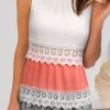 White Crochet Lace Trim Color Block Tank Top