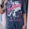 Black Western Yeehaw Graphic Print Short Sleeve T Shirt