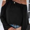 Black Knotted Asymmetric Off Shoulder Blouse