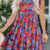 Multicolor Floral Short Sleeve Ruffle Mini Dress