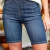 Blue Slim Fitted Denim Biker Shorts