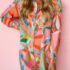 Multicolor Geometric Abstract Print Long Sleeve Shirt Dress