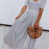 Gray Short Sleeve Bodice Flowy Wide Leg Jumpsuit