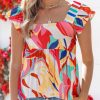 Multicolor Square Neck Abstract Print Tank Top