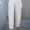 White Solid High Waist Casual Pants - Stylish And Flattering