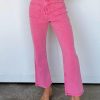 Pink Ankle-length Flare Leg Raw Hem Jeans - Perfect For Daily And Casual Occasions