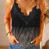 Black Gradient Leopard Lace V Neckline Tank Top