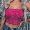 Rose Rhinestone Tube Crop Top