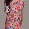 Multicolor Boho Flower Print Short Sleeve Tunic Top